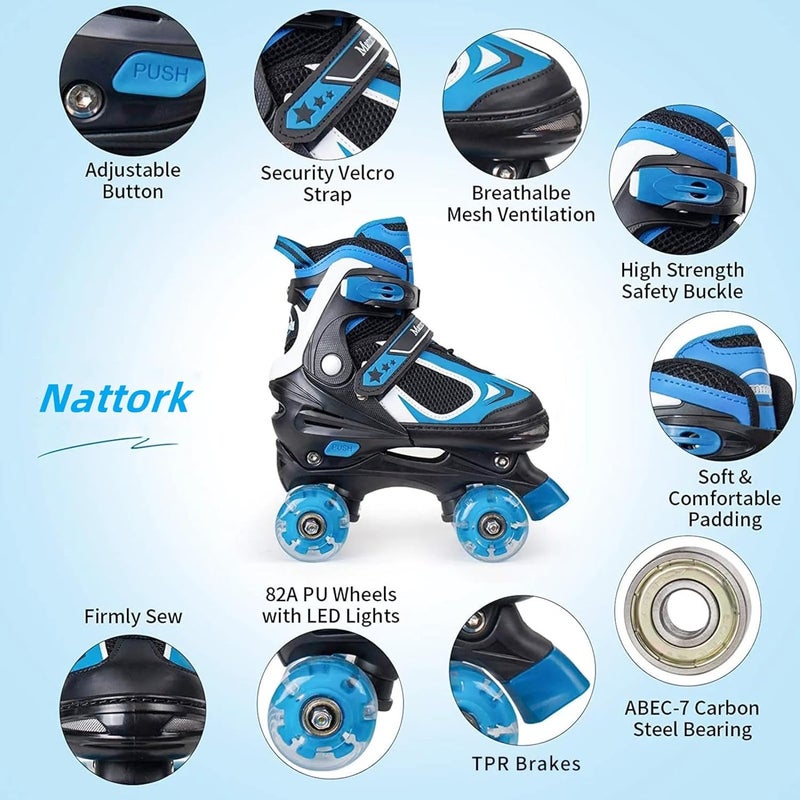 BASYNOL Nattork Kids Roller Skates for Boys Girls,4 Sizes Adjustable Roller Skates with Light up Wheels,Fun Rollerskates for Toddler Kids Beginners Indoor Outdoor - Image 3